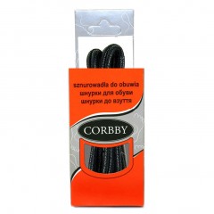 Шнурки для обуви 120см. круглые тонкие с пропиткой (018 - черные) CORBBY арт.corb5412c